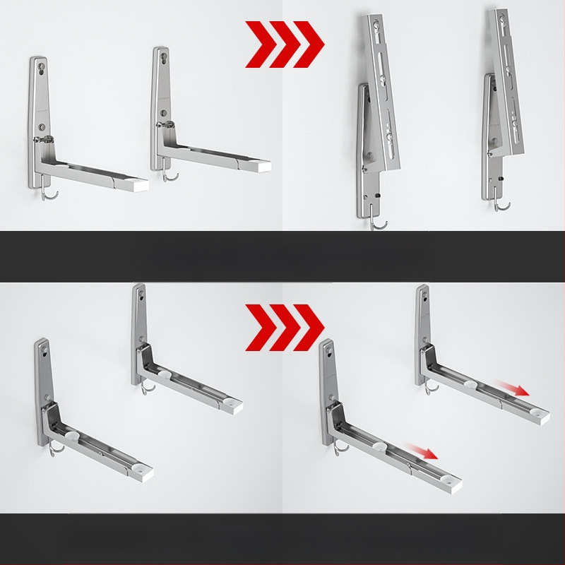 Sieninis mikrobangų kepsninės laikiklis iš 304 nerūdijančio plieno, veidrodinis paviršius, sulankstomas ir išplečiamas, apkrovos talpa 100 kg