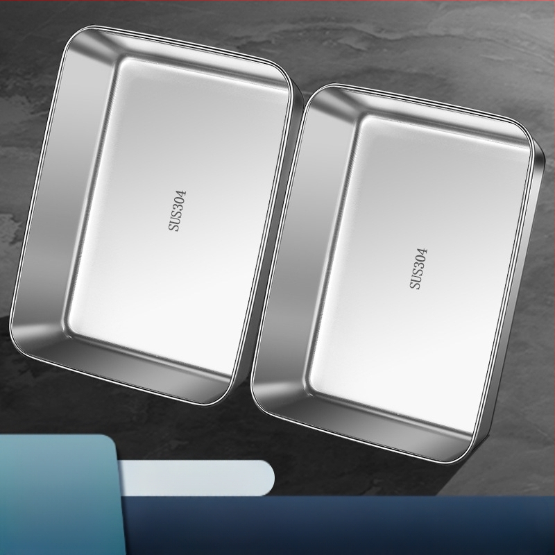 Τετράγωνο δοχείο φαγητού από ανοξείδωτο ατσάλι με καπάκι για αποθήκευση στην κουζίνα, χωρητικότητα 0.3–3 L