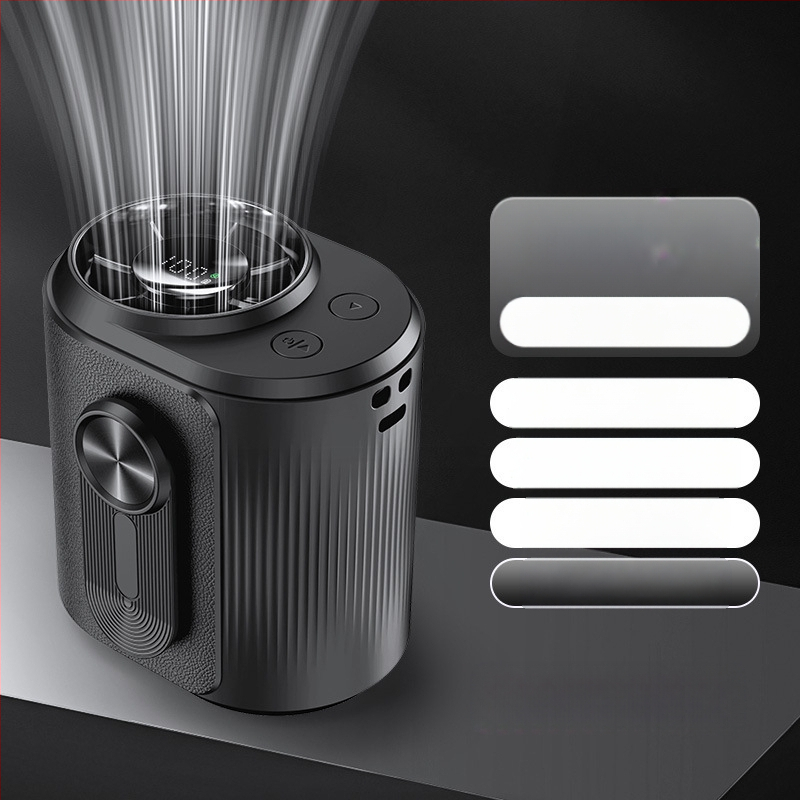 Juosmens USB ventiliatorius su įmontuota 4000–6000mAh baterija, 5 mentelės, brushless variklis, begalinis greičio reguliavimas, triukšmas 36–45 dB