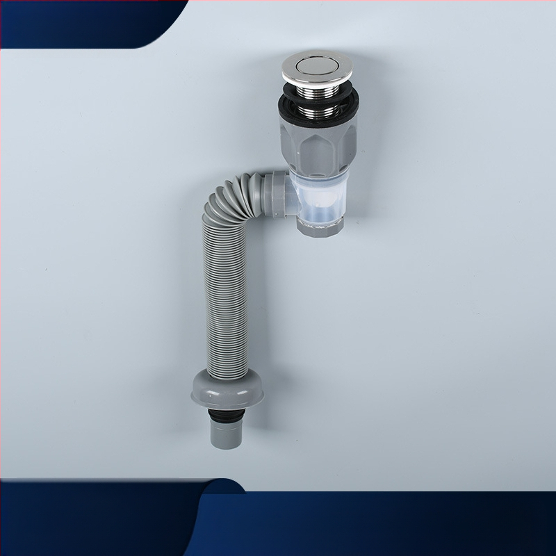 Σετ αποχέτευσης νιπτήρα, διπλής χρήσης κάθετα και οριζόντια, S-καμπύλη, τύπος ανύψωσης, πλαστικό, μπάνιο