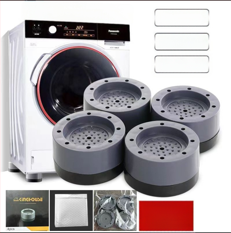 Skalbiamosios mašinos kojų pagalvėlės — neslidžios, slopina vibracijas, aukštinimo kilimėliai, iš plastiko; modernus minimalistinis stilius