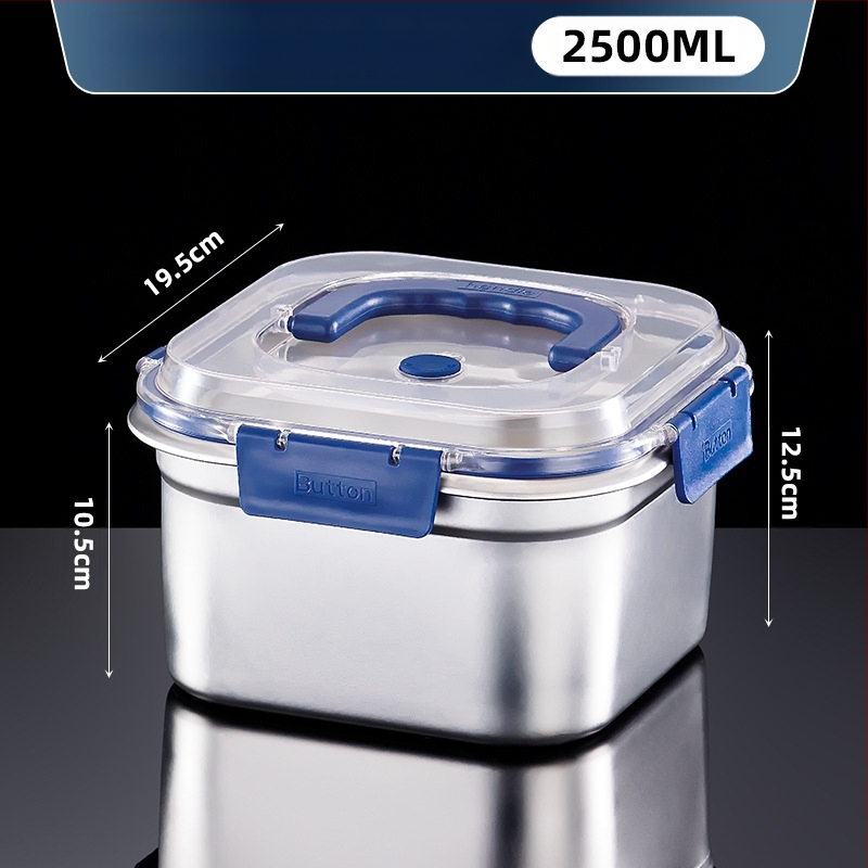 Cutie din oțel inoxidabil pentru conservare, formă pătrată, capacitate 2,1–3 L, menține prospețimea, compatibil cu microunde