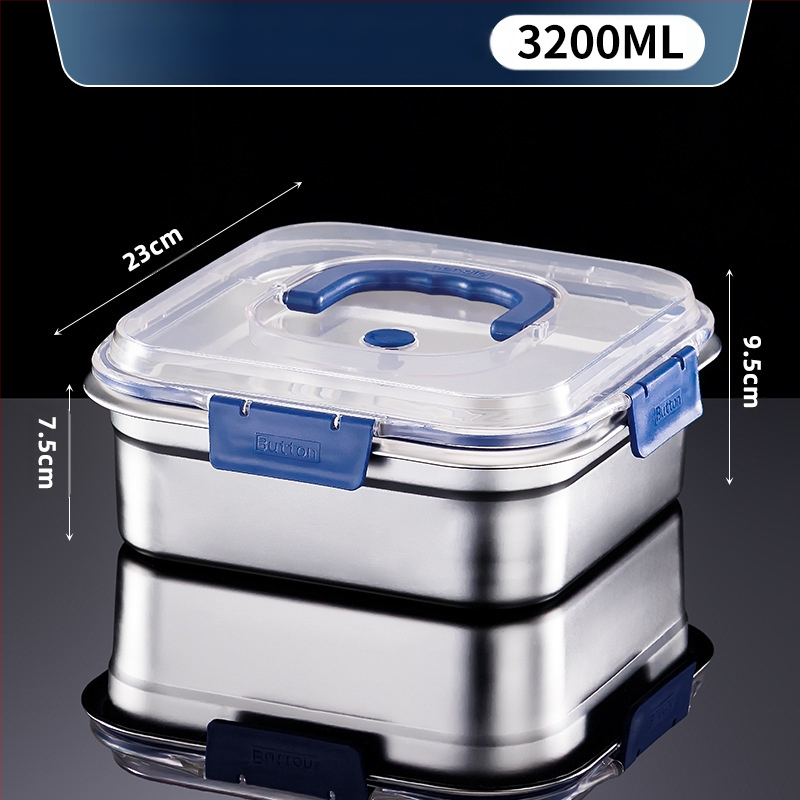 Cutie din oțel inoxidabil pentru conservare, formă pătrată, capacitate 2,1–3 L, menține prospețimea, compatibil cu microunde