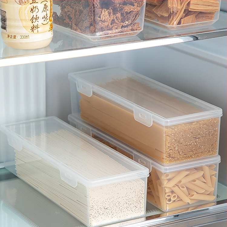 Makaronų laikymo dėžutė, stačiakampė, didelė talpa, sandarus dangtelis, PP medžiaga