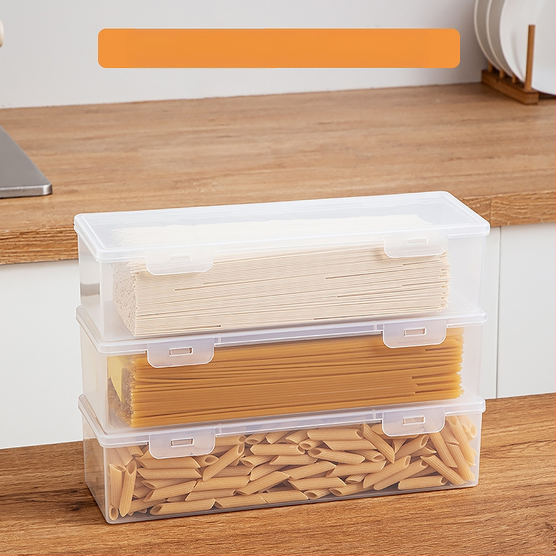 Makaronų laikymo dėžutė, stačiakampė, didelė talpa, sandarus dangtelis, PP medžiaga