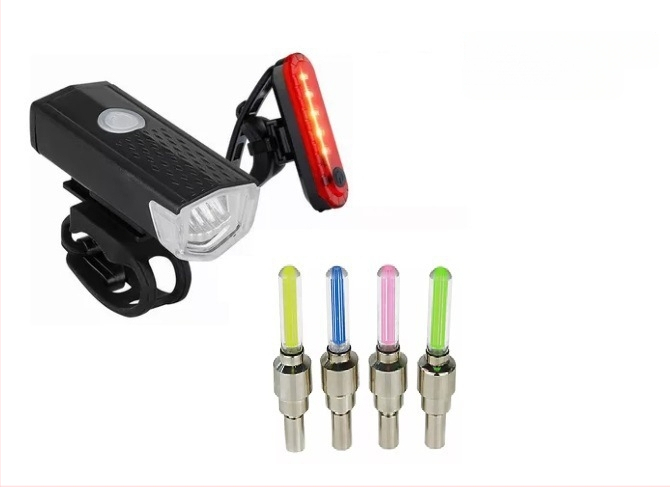 056 Dviračio gale šviesa – įkraunama, skirta kelių ir kalnų dviračiams, dėžutėje, super ryški