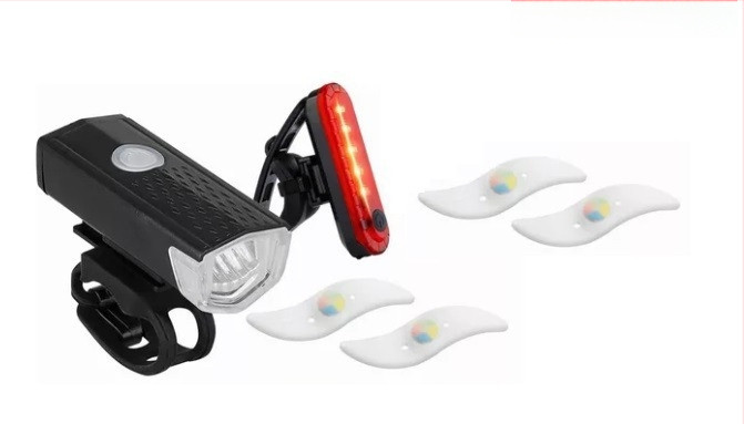 056 Dviračio gale šviesa – įkraunama, skirta kelių ir kalnų dviračiams, dėžutėje, super ryški