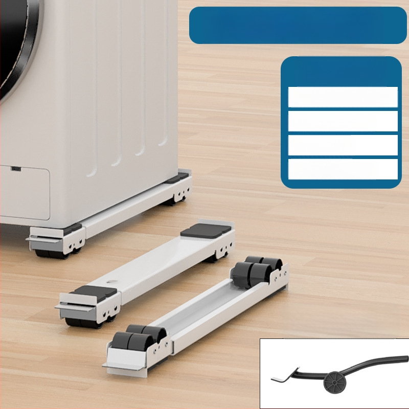 Geležinis pagrindas rėmas skalbimo mašinei ir šaldytuvui su judančiais ratukais, reguliuojamas