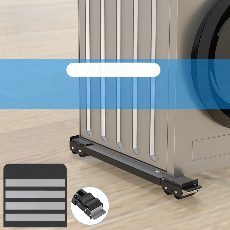 Geležinis pagrindas rėmas skalbimo mašinei ir šaldytuvui su judančiais ratukais, reguliuojamas