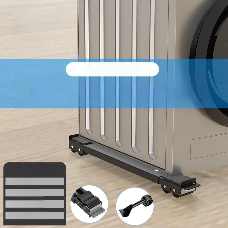 Geležinis pagrindas rėmas skalbimo mašinei ir šaldytuvui su judančiais ratukais, reguliuojamas