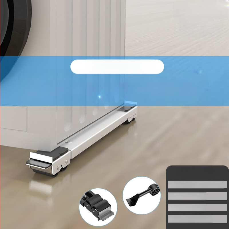 Geležinis pagrindas rėmas skalbimo mašinei ir šaldytuvui su judančiais ratukais, reguliuojamas