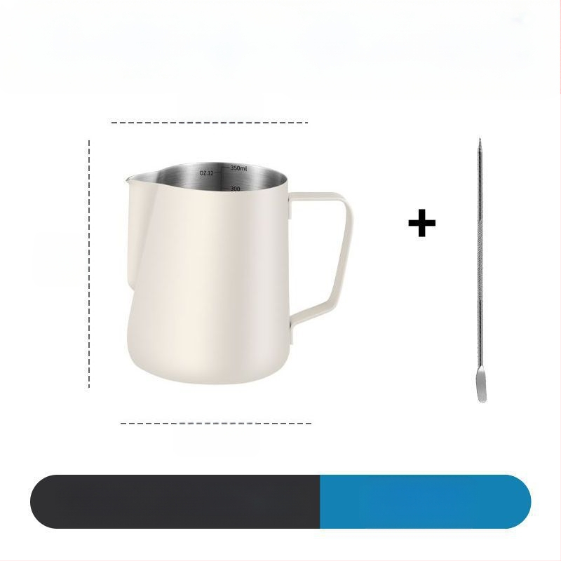 Latte art kanne iš nerūdijančio plieno su matavimo skale ir smaigiu snapu