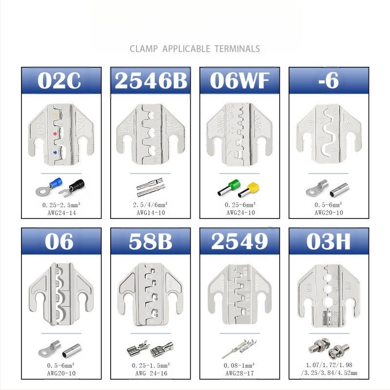 SN serijos krimpavimo replės, terminalų žandikauliai, geležies-nikelio lydinys, svoris 0,02