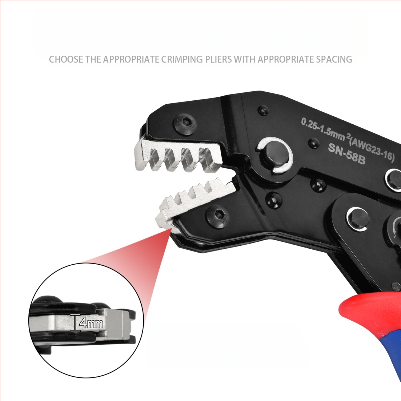 SN serijos krimpavimo replės, terminalų žandikauliai, geležies-nikelio lydinys, svoris 0,02