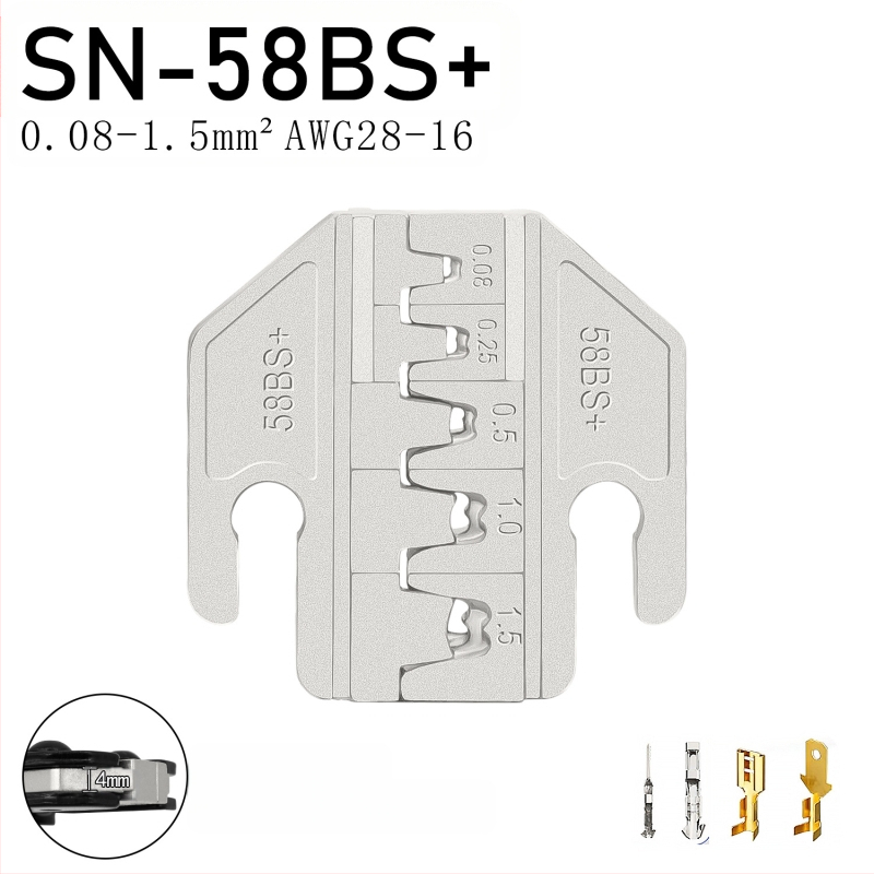 SN serijos krimpavimo replės, terminalų žandikauliai, geležies-nikelio lydinys, svoris 0,02