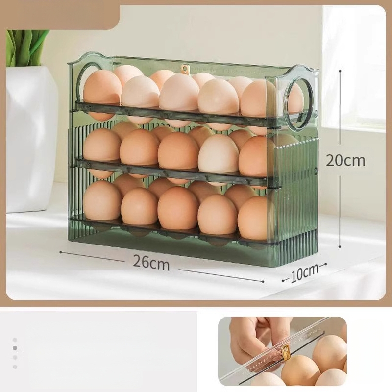 Kiaušinių laikymo dėžė šaldytuvui, skaidri, maisto kokybės plastikas, su šoninėmis durimis