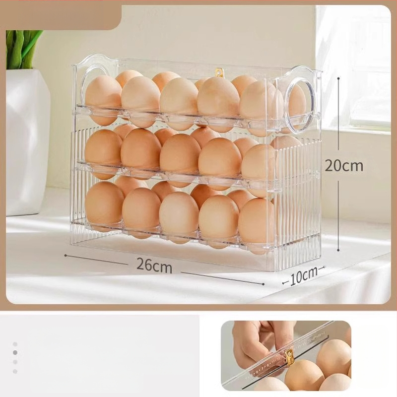 Kiaušinių laikymo dėžė šaldytuvui, skaidri, maisto kokybės plastikas, su šoninėmis durimis