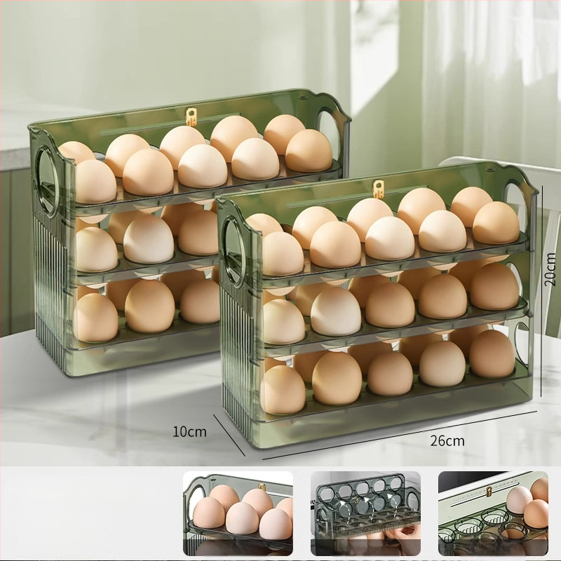 Kiaušinių laikymo dėžė šaldytuvui, skaidri, maisto kokybės plastikas, su šoninėmis durimis