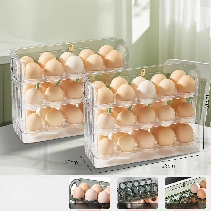 Kiaušinių laikymo dėžė šaldytuvui, skaidri, maisto kokybės plastikas, su šoninėmis durimis