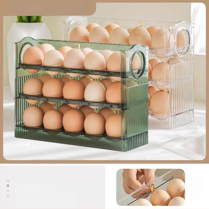 Kiaušinių laikymo dėžė šaldytuvui, skaidri, maisto kokybės plastikas, su šoninėmis durimis