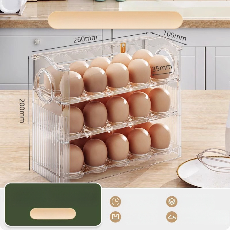 Kiaušinių laikymo dėžė šaldytuvui, skaidri, maisto kokybės plastikas, su šoninėmis durimis