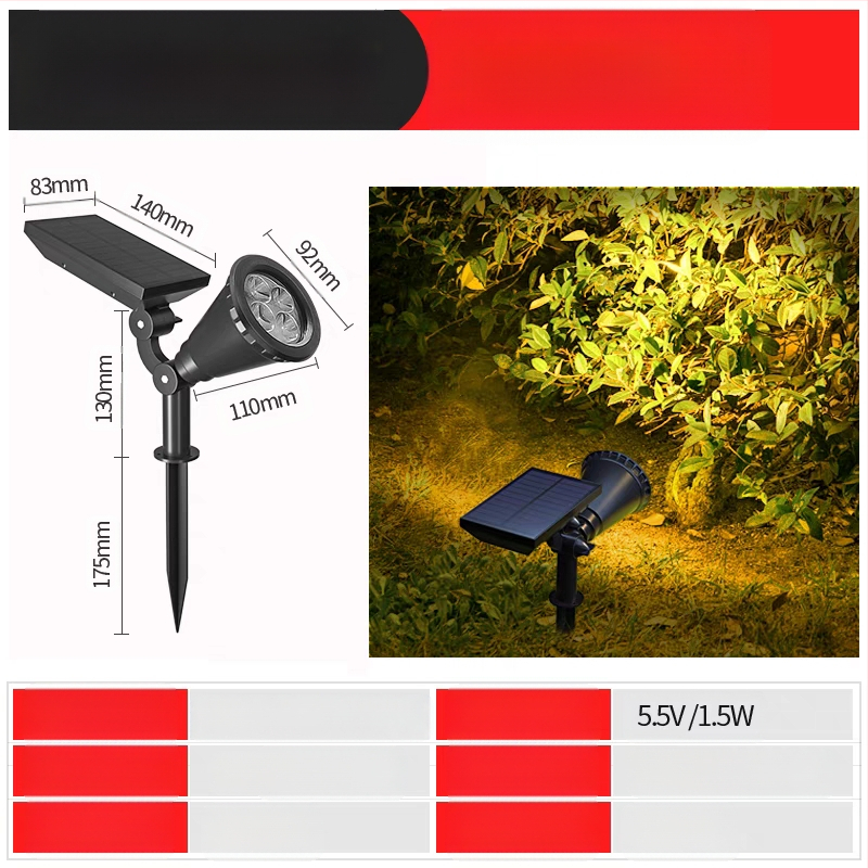Saulės energijos kraštovaizdžio apšvietimas su išmaniuoju jungikliu, IP65 atsparus vandeniui, 6-10W, LED karoliukai iš aokeni