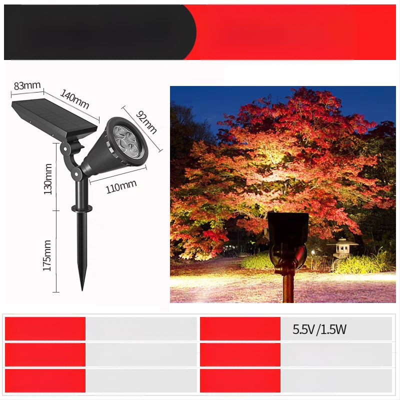 Saulės energijos kraštovaizdžio apšvietimas su išmaniuoju jungikliu, IP65 atsparus vandeniui, 6-10W, LED karoliukai iš aokeni