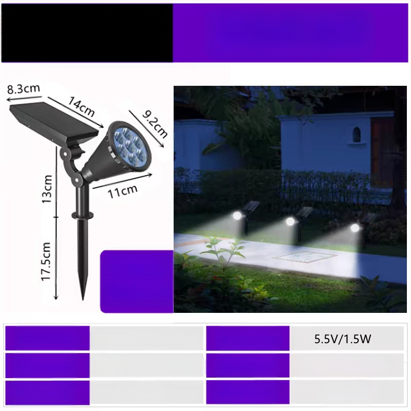 Saulės energijos kraštovaizdžio apšvietimas su išmaniuoju jungikliu, IP65 atsparus vandeniui, 6-10W, LED karoliukai iš aokeni
