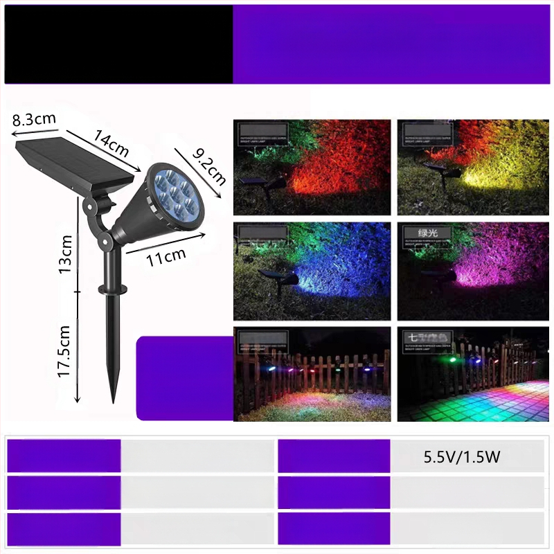 Saulės energijos kraštovaizdžio apšvietimas su išmaniuoju jungikliu, IP65 atsparus vandeniui, 6-10W, LED karoliukai iš aokeni
