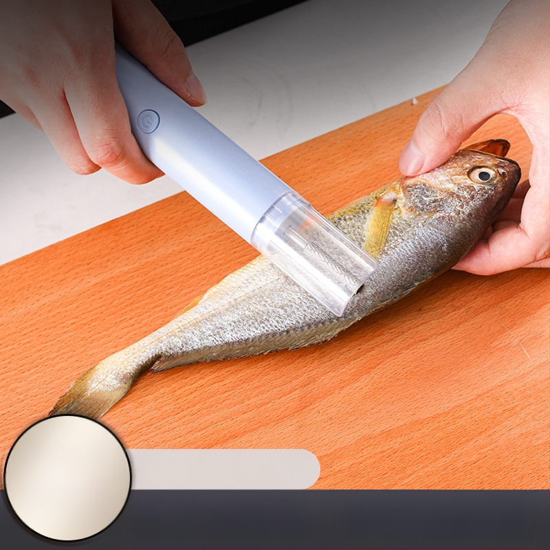 Elektrinis žuvų odelių šalinimo įrankis virtuvėje, automatinis, multifunkcinis, ABS + nerūdijantis plienas, 2023 išleidimas, logotipo spausdinimas galima