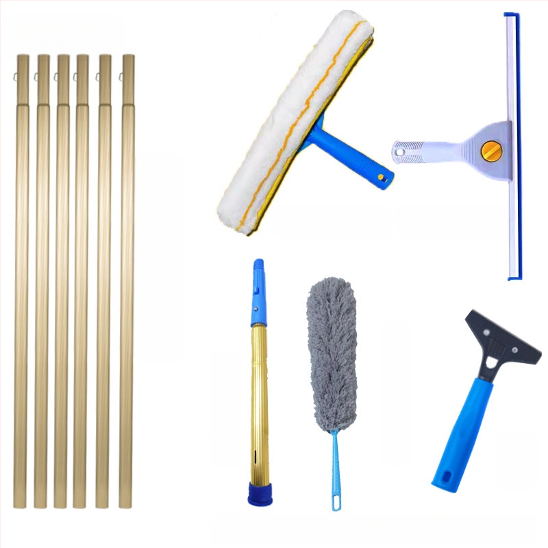 Shijie Namų naudojimui skirtas stiklo valymo įrankis su išplėtimu teleskopine lazda, vienpusiai valymas, nerūdijantis plienas, rankinis