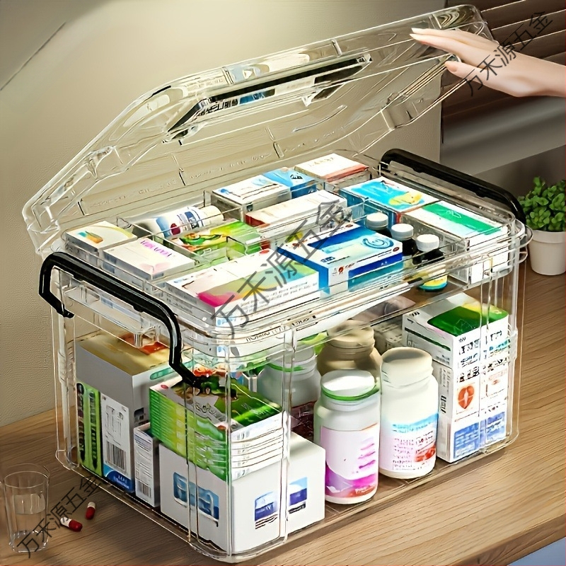 Κιβώτιο φαρμάκων οικιακής χρήσης, μεγάλη χωρητικότητα με διαχωρισμένες θήκες; πλαστικό, φορητό, μοντέλο 8099, δυνατότητα εκτύπωσης λογότυπου, 2 θήκες