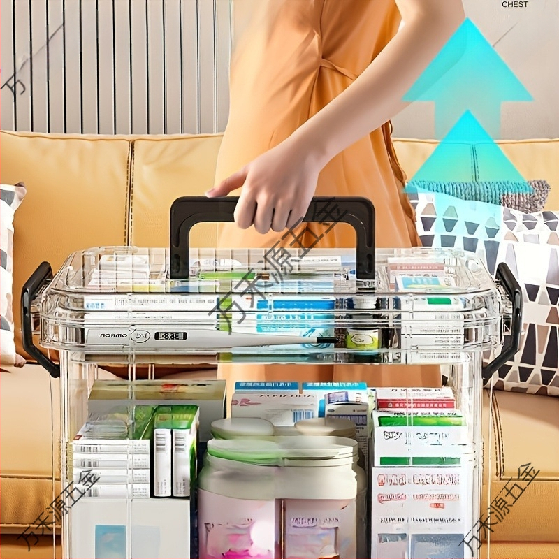 Κιβώτιο φαρμάκων οικιακής χρήσης, μεγάλη χωρητικότητα με διαχωρισμένες θήκες; πλαστικό, φορητό, μοντέλο 8099, δυνατότητα εκτύπωσης λογότυπου, 2 θήκες