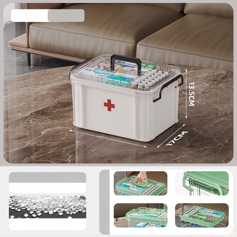 Κιβώτιο φαρμάκων οικιακής χρήσης, μεγάλη χωρητικότητα με διαχωρισμένες θήκες; πλαστικό, φορητό, μοντέλο 8099, δυνατότητα εκτύπωσης λογότυπου, 2 θήκες