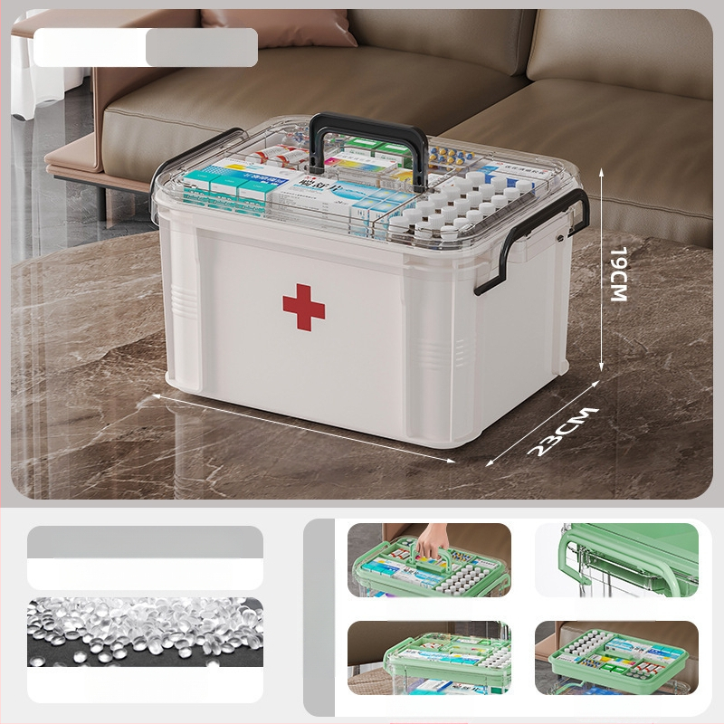 Κιβώτιο φαρμάκων οικιακής χρήσης, μεγάλη χωρητικότητα με διαχωρισμένες θήκες; πλαστικό, φορητό, μοντέλο 8099, δυνατότητα εκτύπωσης λογότυπου, 2 θήκες