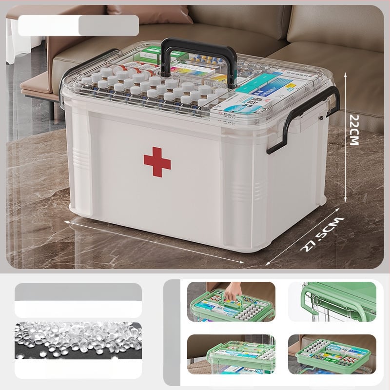 Κιβώτιο φαρμάκων οικιακής χρήσης, μεγάλη χωρητικότητα με διαχωρισμένες θήκες; πλαστικό, φορητό, μοντέλο 8099, δυνατότητα εκτύπωσης λογότυπου, 2 θήκες