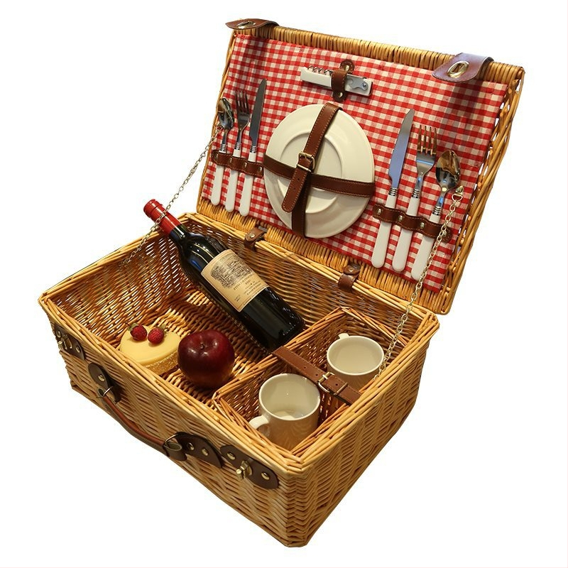 Välise piknikukorvi rotangist ja bambusest konstruktsioon, kaasaskantav hoiukorv