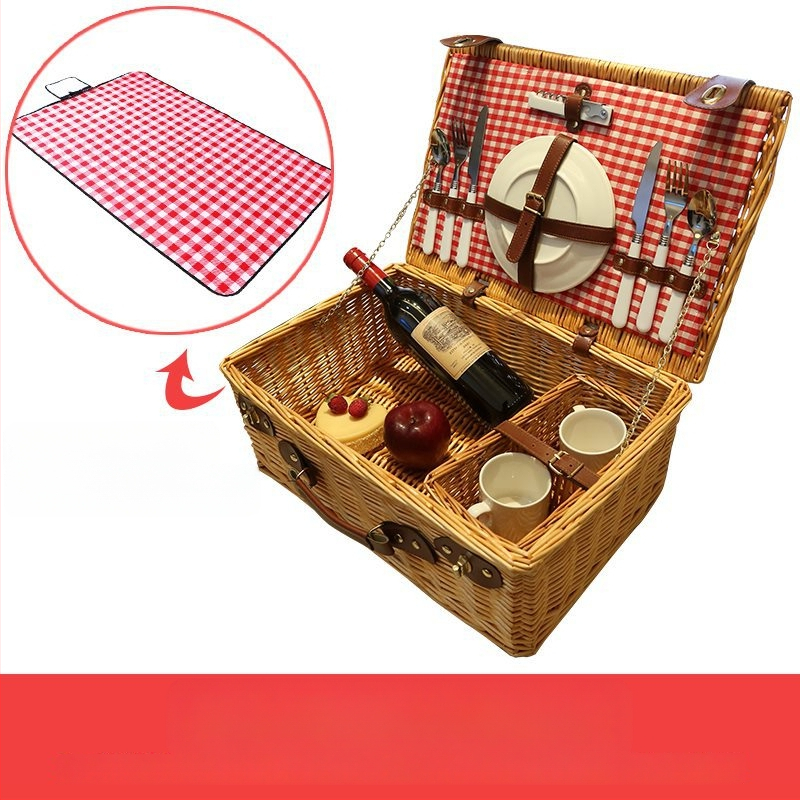 Välise piknikukorvi rotangist ja bambusest konstruktsioon, kaasaskantav hoiukorv