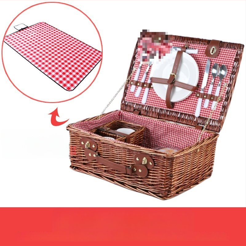 Välise piknikukorvi rotangist ja bambusest konstruktsioon, kaasaskantav hoiukorv