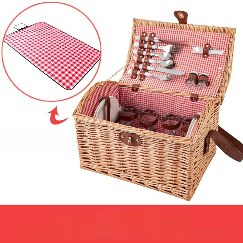 Välise piknikukorvi rotangist ja bambusest konstruktsioon, kaasaskantav hoiukorv