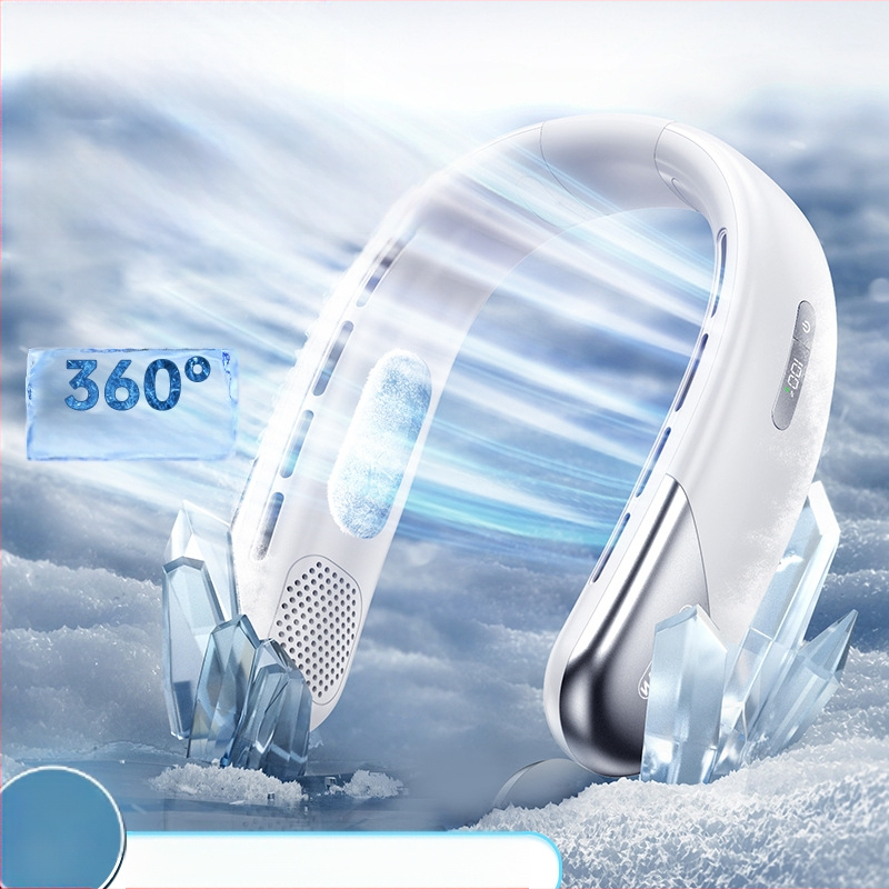 Be lapelių kaklo ventiliatorius | (Įmontuota 2000–4000 mAh baterija; USB įkrovimas; Brushless variklis; Be lapelių dizainas; 5 greičiai)