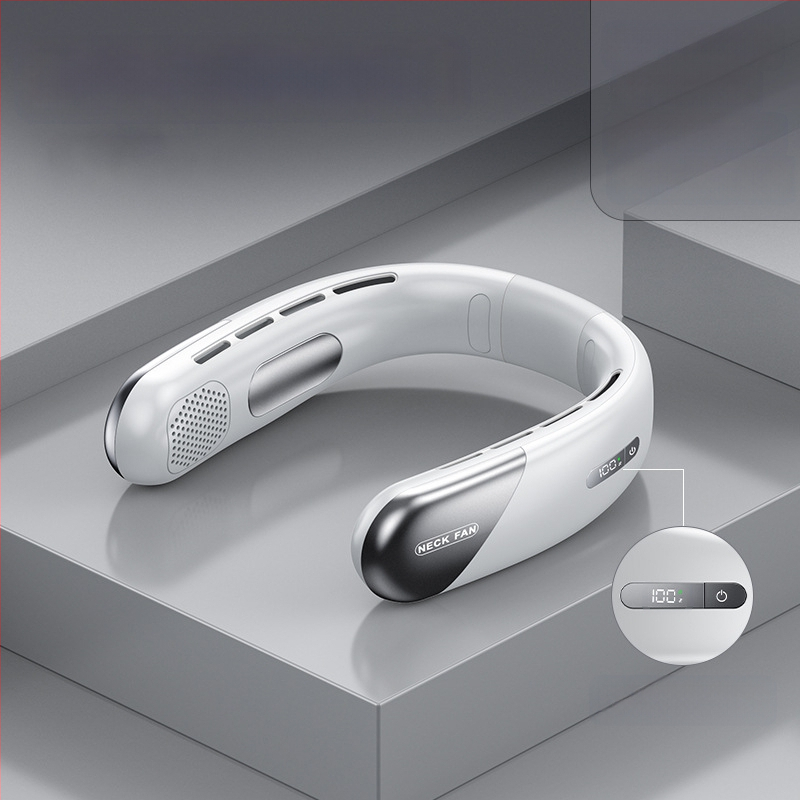 Be lapelių kaklo ventiliatorius | (Įmontuota 2000–4000 mAh baterija; USB įkrovimas; Brushless variklis; Be lapelių dizainas; 5 greičiai)