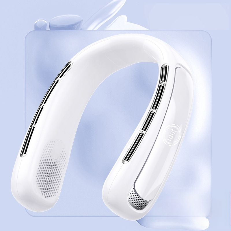 Be lapelių kaklo ventiliatorius | (Įmontuota 2000–4000 mAh baterija; USB įkrovimas; Brushless variklis; Be lapelių dizainas; 5 greičiai)