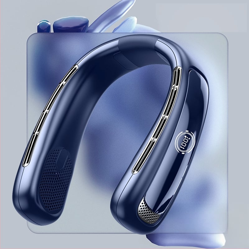 Be lapelių kaklo ventiliatorius | (Įmontuota 2000–4000 mAh baterija; USB įkrovimas; Brushless variklis; Be lapelių dizainas; 5 greičiai)