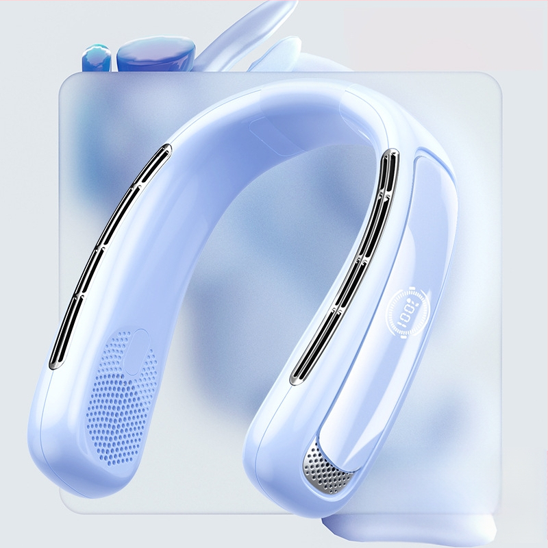 Be lapelių kaklo ventiliatorius | (Įmontuota 2000–4000 mAh baterija; USB įkrovimas; Brushless variklis; Be lapelių dizainas; 5 greičiai)