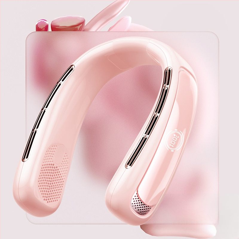 Be lapelių kaklo ventiliatorius | (Įmontuota 2000–4000 mAh baterija; USB įkrovimas; Brushless variklis; Be lapelių dizainas; 5 greičiai)