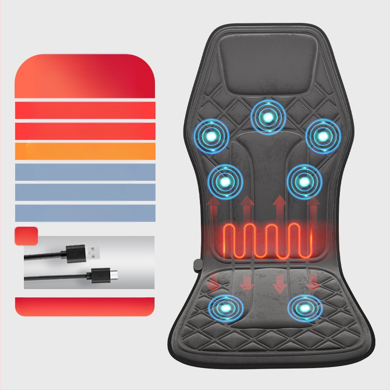 Μασάζ για αυχένα και πλάτη για αυτοκίνητο και οικιακή χρήση – ζύμωμα, θέρμανση και δόνηση, 6+ κεφαλές μασάζ, 3η ταχύτητα, ενσύρματο χειριστήριο