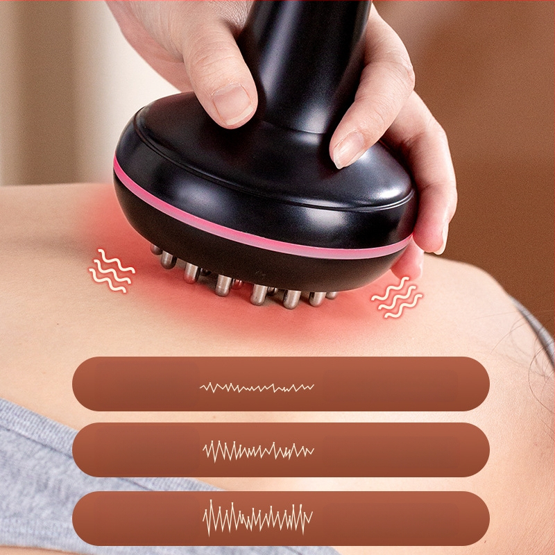 Elektrinė meridijaninė šepetėlis ir pilvo masažuoklis su 20 greičiais, šviesos terapija ir karštasis kompresas – namų naudojimui (20 greičių; šviesos terapija; karštasis kompresas)