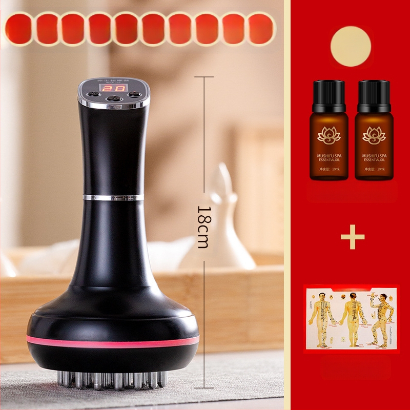 Elektrinė meridijaninė šepetėlis ir pilvo masažuoklis su 20 greičiais, šviesos terapija ir karštasis kompresas – namų naudojimui (20 greičių; šviesos terapija; karštasis kompresas)