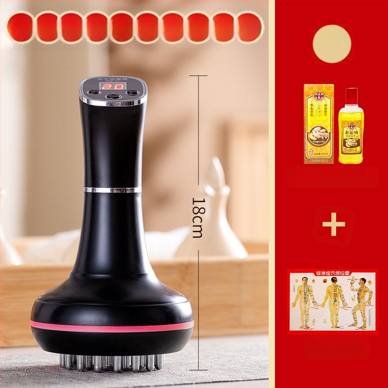 Elektrinė meridijaninė šepetėlis ir pilvo masažuoklis su 20 greičiais, šviesos terapija ir karštasis kompresas – namų naudojimui (20 greičių; šviesos terapija; karštasis kompresas)